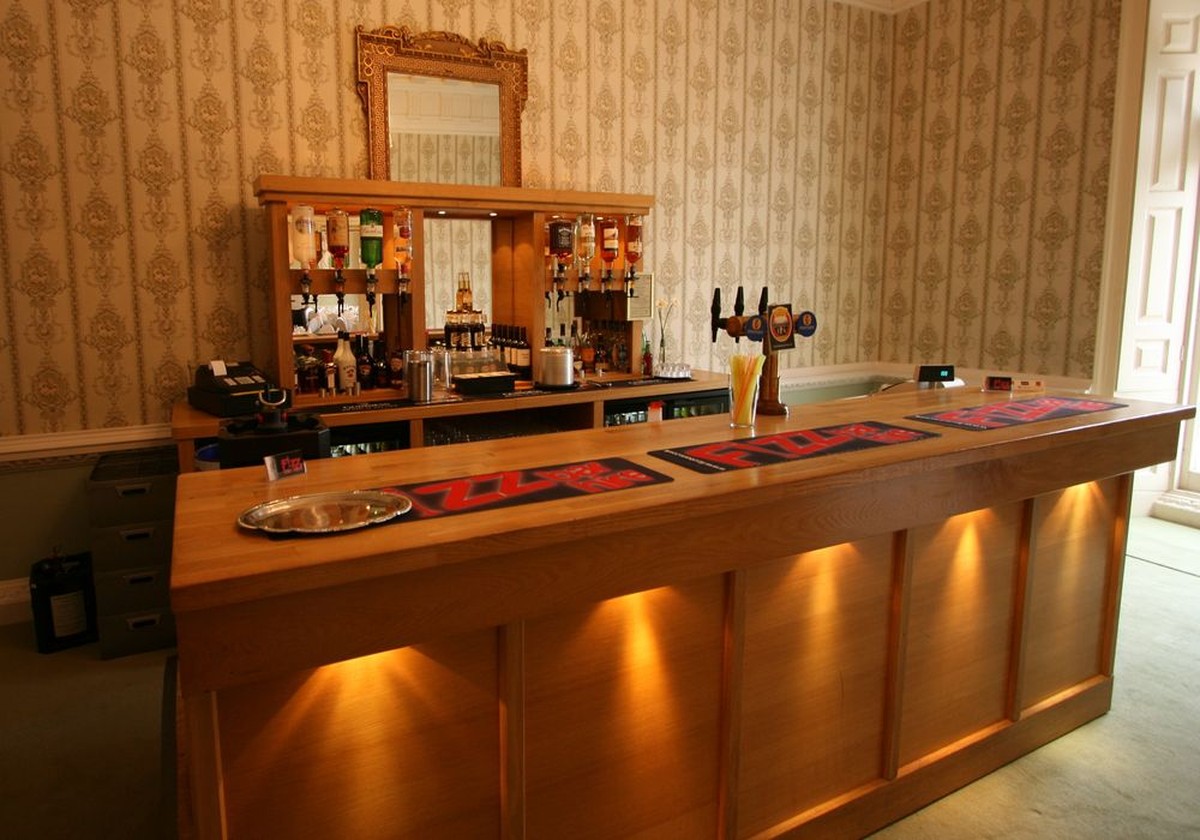 Secondhand Hotel Furniture Lounge and Bar Oak Mobile Bar Unit