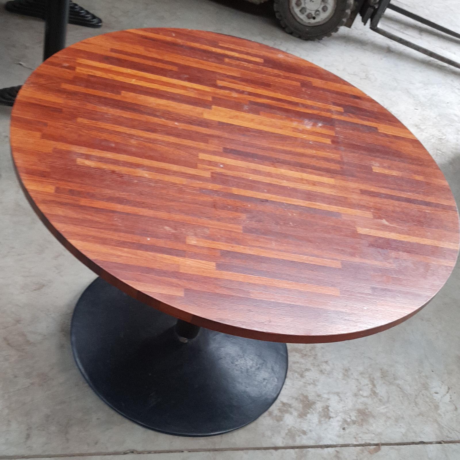 2x Real Walnut Colour Round Wooden Table Tops 108cm London