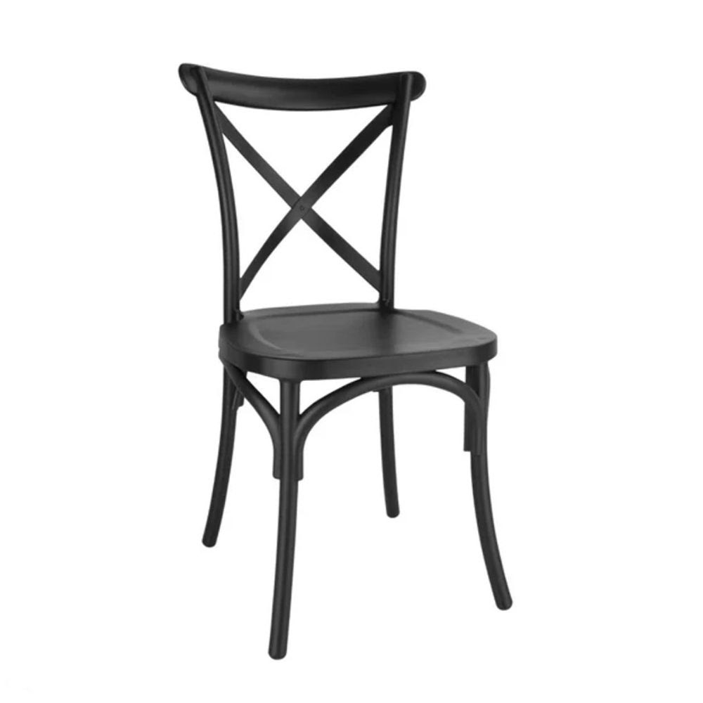 4X Bolero Banquet Chairs Black Stackable Furniture Steel Frame Polyester Cushion