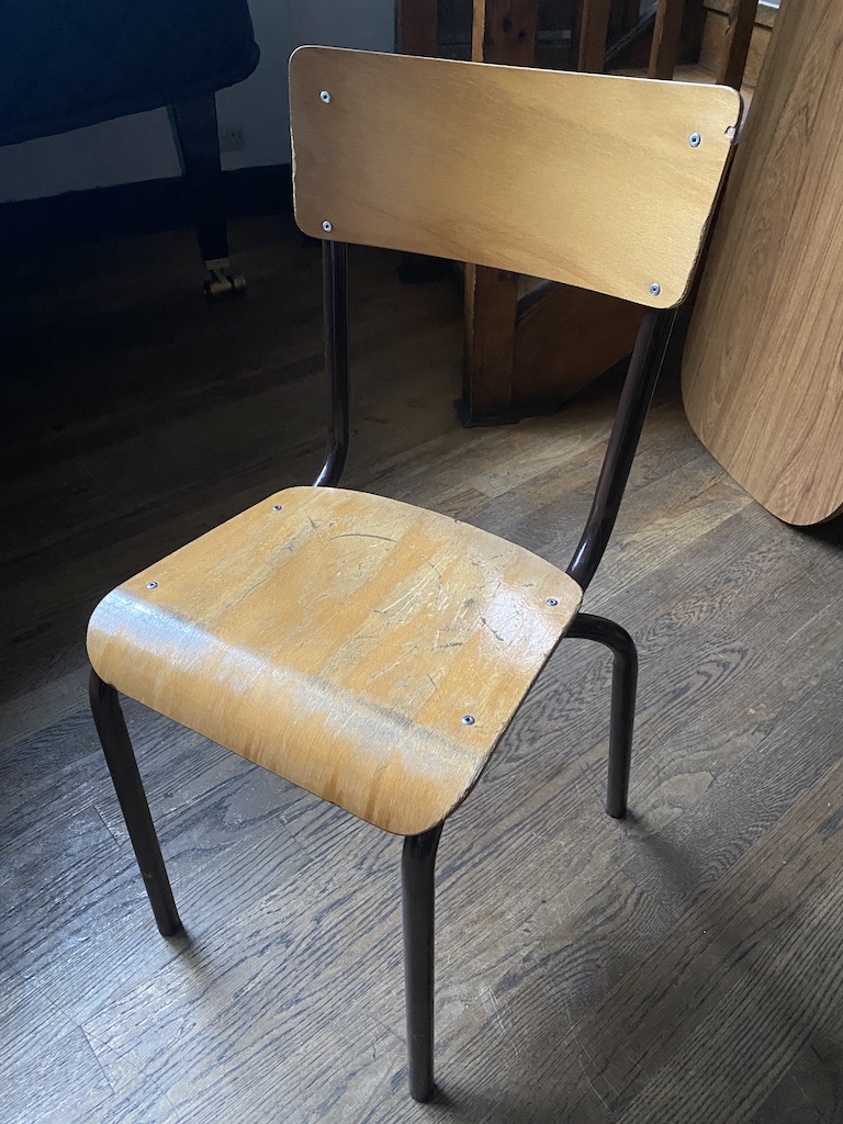 40x Brown French Vintage School Chairs London