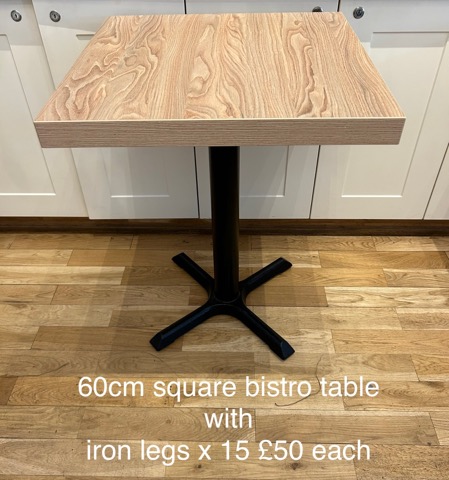 15x Square Oak Laminate Bistro Tables - London