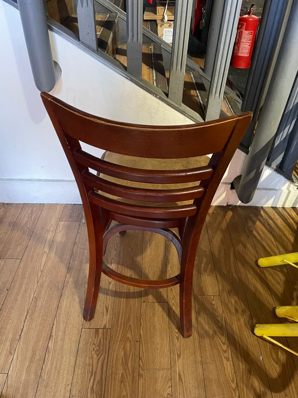 Back of wooden chairs