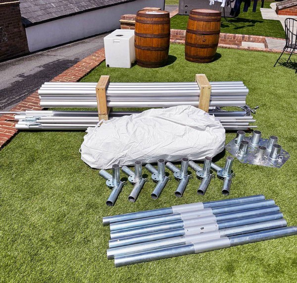 Hex marquee ready for transport