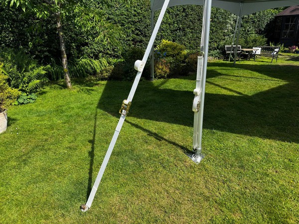 Ratchet strap guy ropes