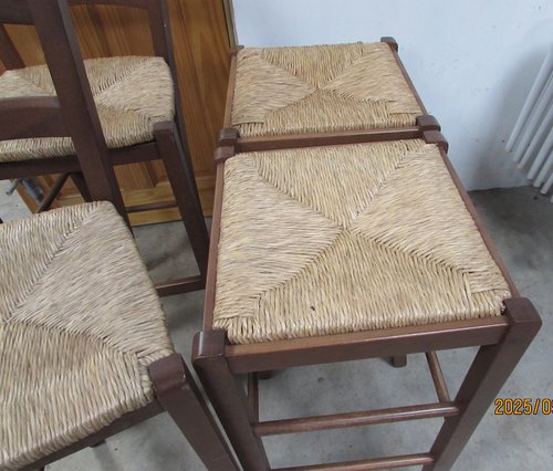 High Bar Stools with Rush Seat