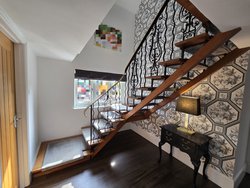 1960's Unique Vintage Brass Handrail Staircase