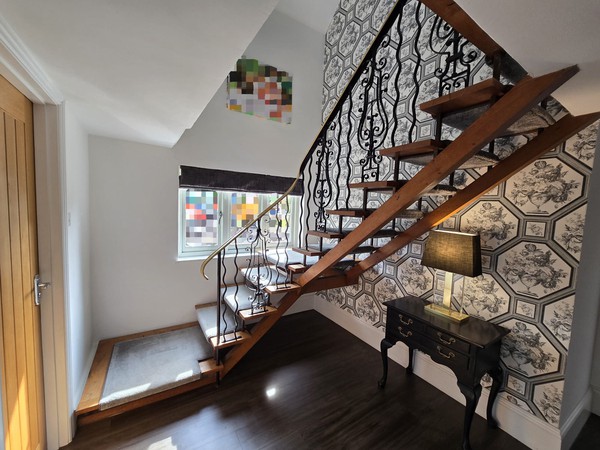 1960's Unique Vintage Brass Handrail Staircase