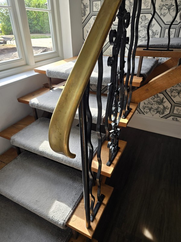 Vintage stairs / staircase for sale with brass handrail