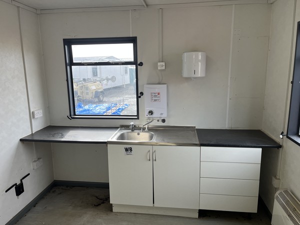 Secondhand 10ft Canteen Office Site Cabin On Jack Legs For Sale