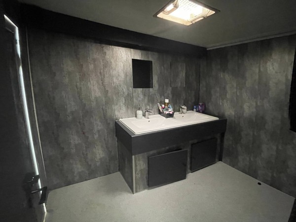 Grey interior toilet trailer for sale