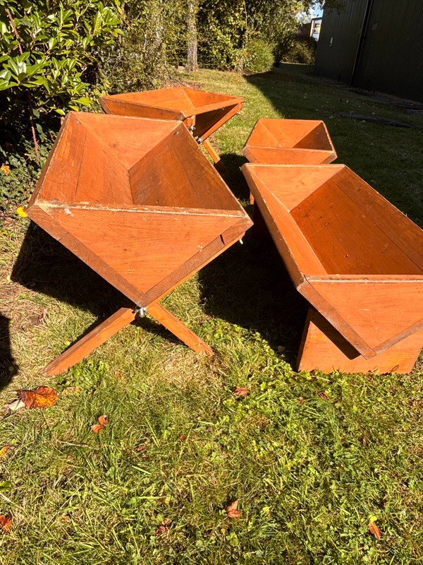 wooden shop displays