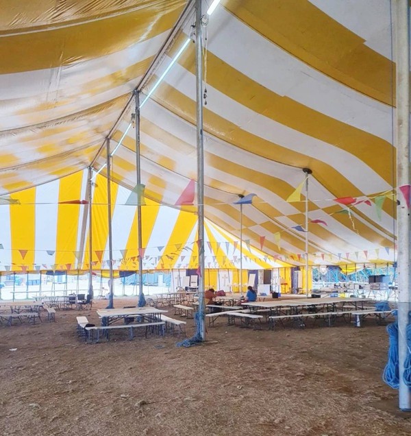 Traditional marquee with king and queen poles