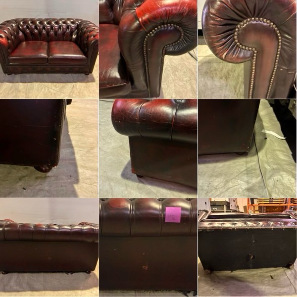 4x Red Leather Sofas