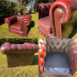 Red oxblood chesterfield sofa