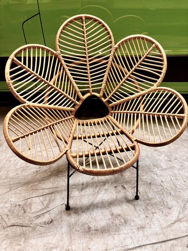flower-shaped rattan, wicker lounge arm chair