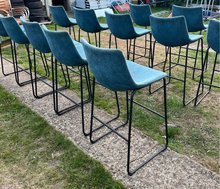 Secondhand Backed Blue Bar Stools For Sale