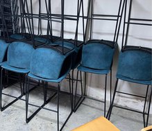Secondhand Backed Blue Bar Stools For Sale