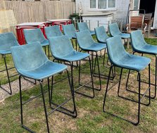 Secondhand Backed Blue Bar Stools For Sale