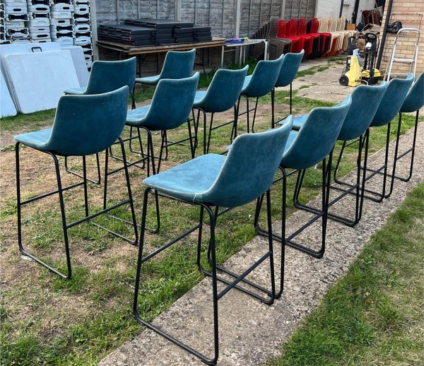 Secondhand Backed Blue Bar Stools For Sale