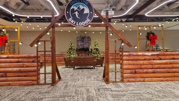 Christmas ski lodge