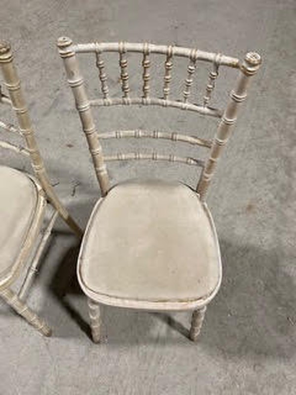 Secondhand Curved Back Limewash Chairs For Sale