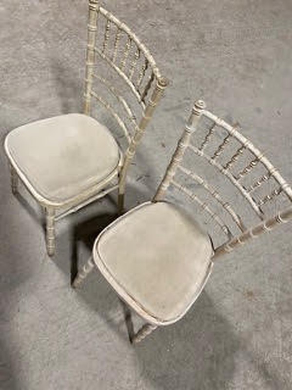 Secondhand Curved Back Limewash Chairs For Sale