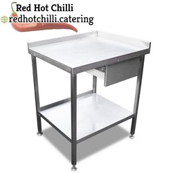 0.805m Stainless Steel Corner Table With Drawer