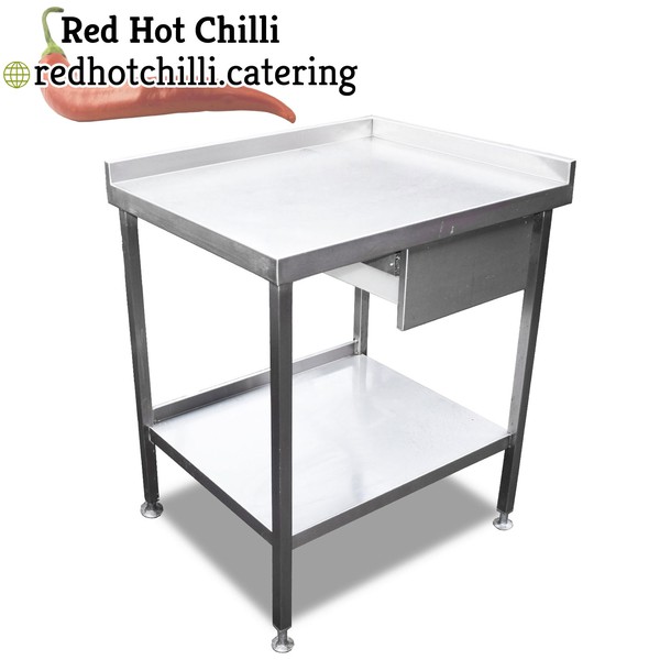 0.805m Stainless Steel Corner Table With Drawer