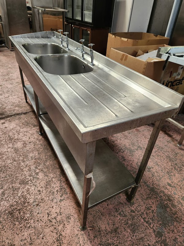 Secondhand Double Bowl Prep Sink For Sale