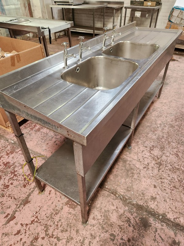 Secondhand Double Bowl Prep Sink For Sale
