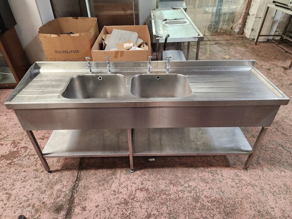Secondhand Double Bowl Prep Sink For Sale