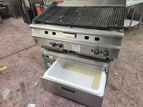 Secondhand Char Grill on Chilled Drawers Base For Sale
