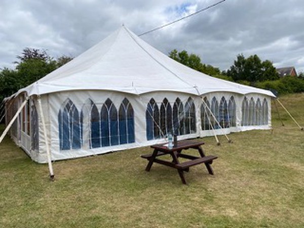 Toptec tension Marquee with cathedral window