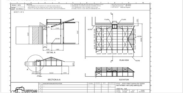 12m x 21m Framed / clearspan marquee for sale