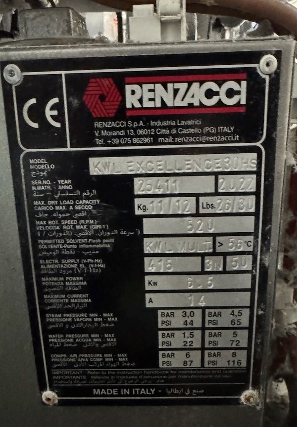 Renzacci Dry Cleaning Machine