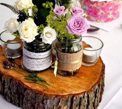 Wooden log table centre