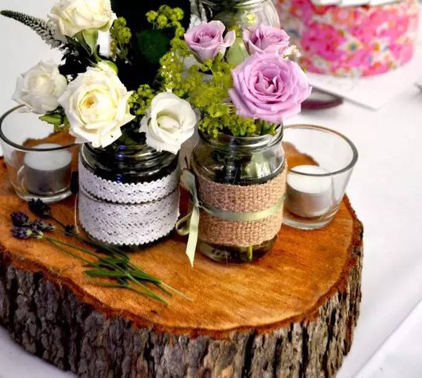 Wooden log table centre