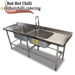 2.14m Stainless Steel Double Sink