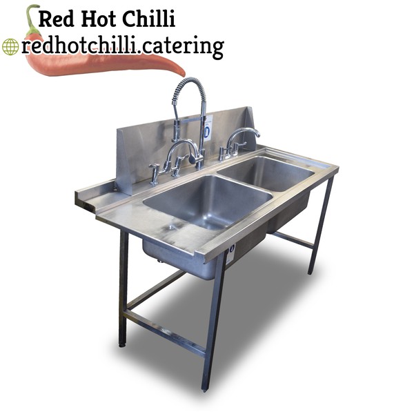 1.7m Stainless Steel Double Pass Through Dishwasher Sink