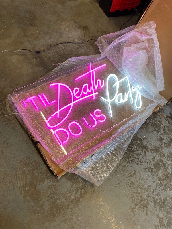 Death do us party wedding sign