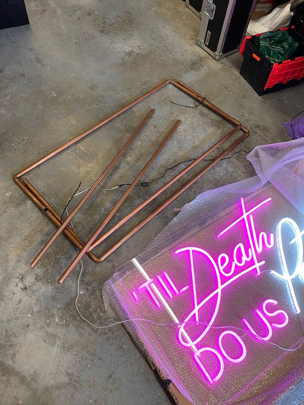 Wedding sign "Death do us party"
