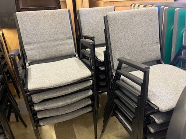 25 grey metal framed chairs with arms