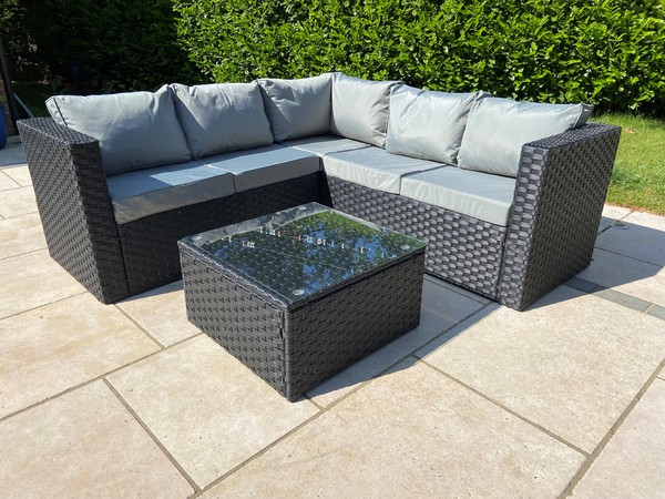 Secondhand Black Rattan Sofa Set For Sale
