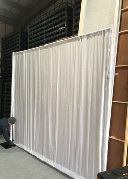 Secondhand Pole & Drape Metalwork & White Drapes For Sale