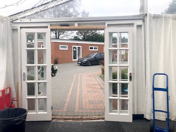 Double marquee doors