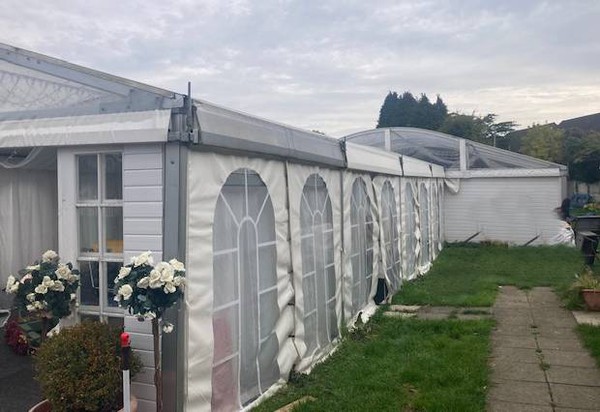 Framed marquee with windows