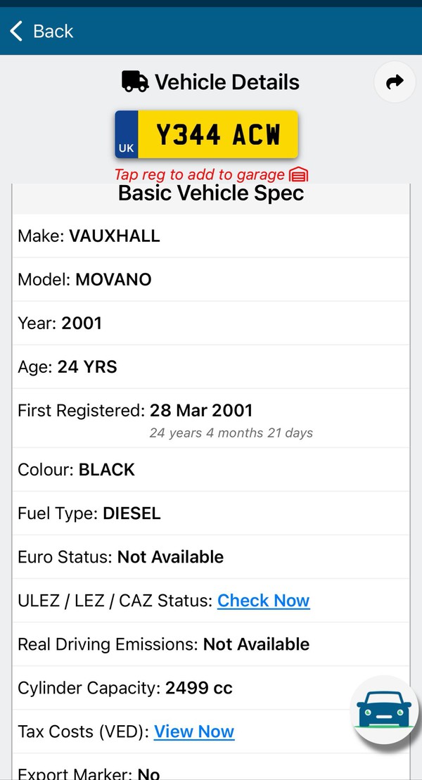Vehicle details