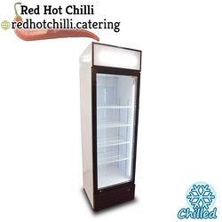 Upright glass door fridge