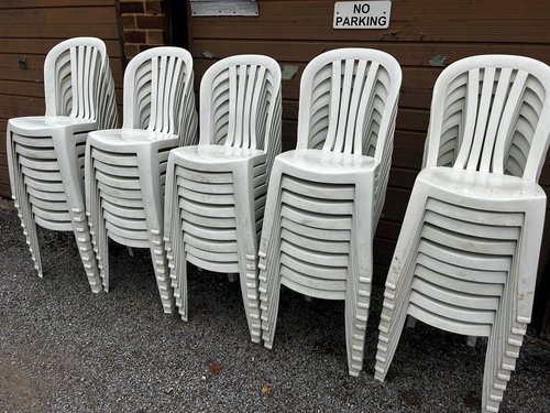 White stacking bistro chairs White stacking bistro chairs