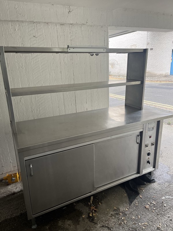 Secondhand Double Tier Heated Gantry with Hot Cupboard For Sale